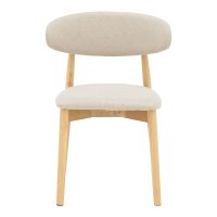 Scaun Ubene din lemn de cauciuc si material textil nuante naturale si bej 46x58x79 cm - 4