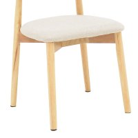 Scaun Ubene din lemn de cauciuc si material textil nuante naturale si bej 46x58x79 cm - 7