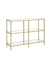 Consola din sticla securizata, Vasagle, 3 rafturi, 100 x 30 x 73, LGT27G, Auriu - 1