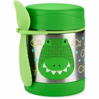 Termos pentru alimente Skip Hop, Crocodil Verde, 325 ml, Mentine caldura 7h si racoare 5h, Include lingura/furculita, Fara BPA - 1