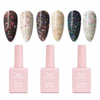 Set 3 Superstar Top Coat Everin SST3 - Cardi, Meghan, Shalom cu Efect Flakes - 1