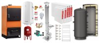 Pachet centrala Fiama W 35 kW cu puffer de 1000 L, cos inox, radiatoare din otel si boiler termoelectric - 1