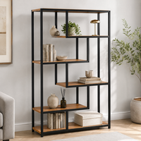 Biblioteca Moderna cu 6 Rafturi - Design Contemporan pentru Living si Birou, Cadru Metalic, PAL 18 mm, 88 x 30 x 160 cm - 1