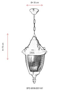 Lustra de exterior M1 Negru 70x35 cm - 3