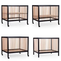 Tarc Childhome 97 cu roti 75x95 cm mdf natural negru - 1