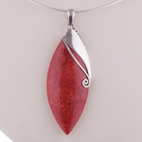 Pandantiv din coral natural cu detalii din argint 925 - 1