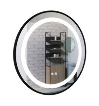 Oglinda cu iluminare LED si functie dezaburire, MD3, rama neagra, diametru 70 cm - 1