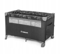 Patut pliabil Kidnort Livsmiljo Dark Grey, 3 in 1, cu 2 niveluri, laterala culisanta, plasa de ventilatie, saltea si geanta, 128 x 78.5 x 68 cm - 3