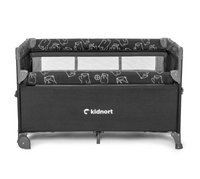 Patut pliabil Kidnort Livsmiljo Dark Grey, 3 in 1, cu 2 niveluri, laterala culisanta, plasa de ventilatie, saltea si geanta, 128 x 78.5 x 68 cm - 4