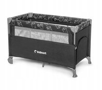 Patut pliabil Kidnort Livsmiljo Dark Grey, 3 in 1, cu 2 niveluri, laterala culisanta, plasa de ventilatie, saltea si geanta, 128 x 78.5 x 68 cm - 5