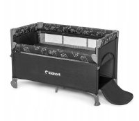 Patut pliabil Kidnort Livsmiljo Dark Grey, 3 in 1, cu 2 niveluri, laterala culisanta, plasa de ventilatie, saltea si geanta, 128 x 78.5 x 68 cm - 6