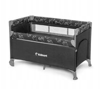 Patut pliabil Kidnort Livsmiljo Dark Grey, 3 in 1, cu 2 niveluri, laterala culisanta, plasa de ventilatie, saltea si geanta, 128 x 78.5 x 68 cm - 7