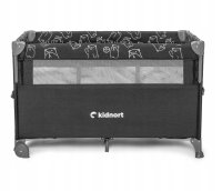 Patut pliabil Kidnort Livsmiljo Dark Grey, 3 in 1, cu 2 niveluri, laterala culisanta, plasa de ventilatie, saltea si geanta, 128 x 78.5 x 68 cm - 9