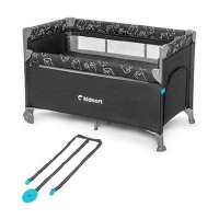 Patut pliabil Kidnort Livsmiljo Dark Grey, 3 in 1, cu 2 niveluri, laterala culisanta, plasa de ventilatie, saltea si geanta, 128 x 78.5 x 68 cm - 13