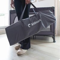Patut pliabil Kidnort Livsmiljo Dark Grey, 3 in 1, cu 2 niveluri, laterala culisanta, plasa de ventilatie, saltea si geanta, 128 x 78.5 x 68 cm - 17