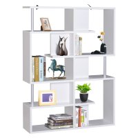 Homcom Mobilier cu Rafturi Librarie 5 Niveluri in Lemn, Alb, 120x28.6x160cm - 1