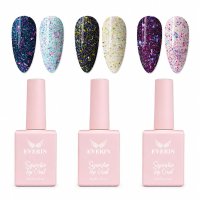 Set 3 Superstar Top Coat Everin SST2 - Hadid, Jennie, Kimora cu Efect Flakes - 1