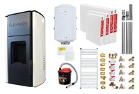 Pachet Termosemineu peleti Fornello Royal Ivory 25 kw, complet echipat, pompa circulatie, vas expansiune, automatizare, kit evacuare 3.5 ml, Boiler Termoelectric Fornello 100 l, Termostat Salus 091FLRFV2, Aspirator, Calorifere si kit montaj - 1