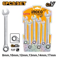 Set 6 chei combinate cu clichet 8-17 mm, Cr-V, INGCO HKSPAR1062 - 2