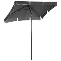 Umbrela de Gradina Outsunny Inclinabila cu Margini Ondulate, 198x130x245 cm, Gri Inchis - 1