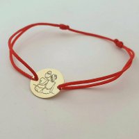 Bratara personalizata 2 surori - banut 12 mm din Aur Galben 14K cu snur reglabil - 1