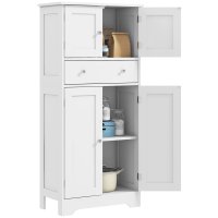 HOMCOM Bufet de Bucatarie cu Dulapuri si Sertar, 60 x 30 x 128 cm, Alb | Aosom Romania - 1