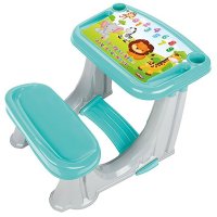 Masuta pupitru pentru studiu si desen Pilsan Smart Study Desk Green cu bancuta si suport picioare,realizat din plastic rezistent,margini rotunjite - 2