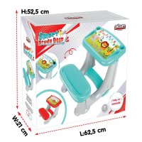 Masuta pupitru pentru studiu si desen Pilsan Smart Study Desk Green cu bancuta si suport picioare,realizat din plastic rezistent,margini rotunjite - 1