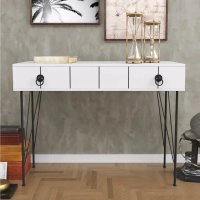 Consola Aida pentru hol, alb si negru, cu sertar - 1