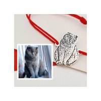 Bratara pisica iubita - Personalizare cu poza - Argint 925 - Snur reglabil, diverse culori - 1