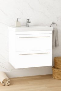 Set Baza front MDF si Lavoar seria 766, suspendata cu sertare, 60 cm, alb - 1