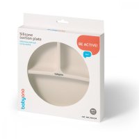 Farfurie Babyono din silicon, cu ventuza, pentru copii, crem - 2