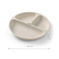 Farfurie Babyono din silicon, cu ventuza, pentru copii, crem - 4
