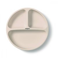 Farfurie Babyono din silicon, cu ventuza, pentru copii, crem - 5