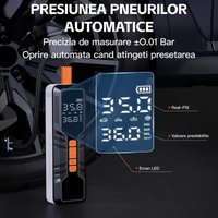 Compresor auto portabil Techstar LW-8018 cu afisaj digital LCD si lanterna LED, presiune maxima 10.3 bar (150 PSI) - 8