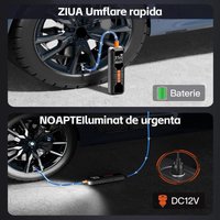 Compresor auto portabil Techstar LW-8018 cu afisaj digital LCD si lanterna LED, presiune maxima 10.3 bar (150 PSI) - 4