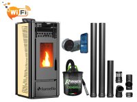 Sistem complet de incalzire cu control Wi-Fi - Semineu pe peleti Fornello SOPHIA 11 kW, termostat Salus IT 800, aspirator si kit de evacuare - 1