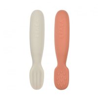 Set de 2 linguri din silicon Beaba in nuanta terracotta velvet grey - 1