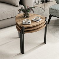 Set masute de cafea stivuibile, 3 bucati Lenny Nuc 45x45x45 cm - 4