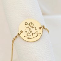 Bratara 2 surori / prietene cu lantisor - Argint 925 placat cu Aur 18 K - 1