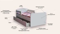 Pat pentru copii Unicorn, cu sertar, 2-6 ani, 130x60 cm - 1