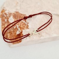 Bratara cu Diamant natural albastru - Model infinit - Aur Galben 9K si snur reglabil - 1