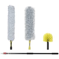 HOMCOM Stergator extensibil cu baston telescopic 3,5 m/11,5 ft, kit de curatare praf din microfibra cu cap pliabil | AOSOM RO - 1