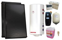 Pachet premium sistem solar presurizat, 2 x Panou solar plan Fornello 2.0 m² SPFP, Boiler cu 2 serpentine si rezistenta electrica Sunsystem BB NL2 150 PRL 3KW, grup pompare, controller, vas expansiune, antigel, aerisitor 1/2 - 1