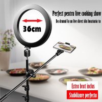 Lampa Circulara Ring Light REVOSE™ 3 suport si Extra Brat, Diametru 36cm, LED,Naturala/Rece/Calda, Telecomanda Bluetooth - 4