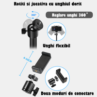 Lampa Circulara Ring Light REVOSE™ 3 suport si Extra Brat, Diametru 36cm, LED,Naturala/Rece/Calda, Telecomanda Bluetooth - 5