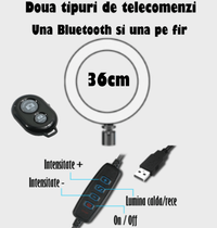 Lampa Circulara Ring Light REVOSE™ 3 suport si Extra Brat, Diametru 36cm, LED,Naturala/Rece/Calda, Telecomanda Bluetooth - 10