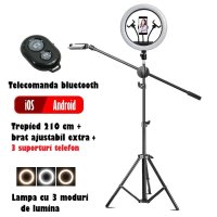 Lampa Circulara Ring Light REVOSE™ 3 suport si Extra Brat, Diametru 36cm, LED,Naturala/Rece/Calda, Telecomanda Bluetooth - 2