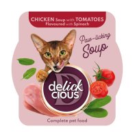 DELICKCIOUS Supă cu Pui și Roșii pentru Pisici, 80g - 1