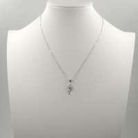 Set colier cu lant din argint 925 si pandant lalea cu sidef alb si pietre fine din cubic zirconia - 1